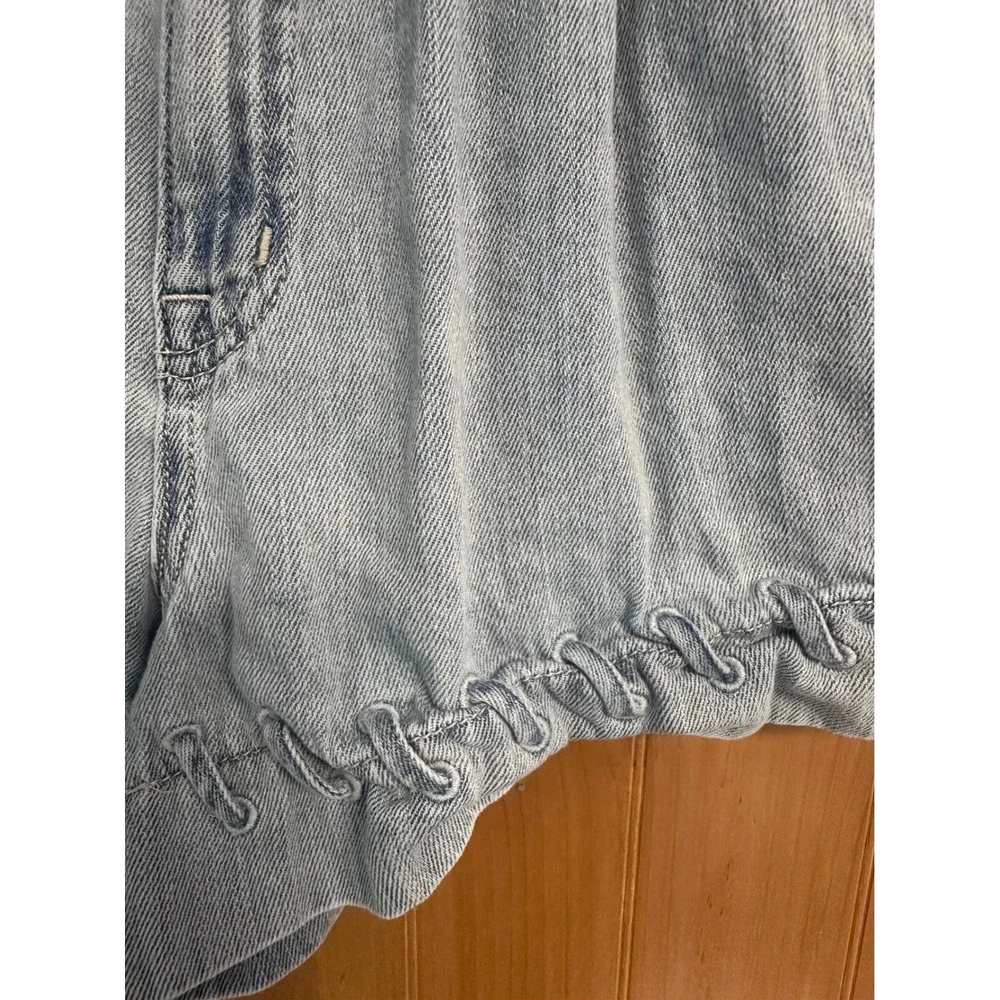 Sam Edelman Womens High Rise Pleated Braided Hem Denim Shorts Light Wash 27 Boho